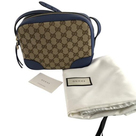 NWT Gucci Women's Camera Case Small Bree Monogram GG Shoulder Bag Beige/Blue - Picture 4 of 7